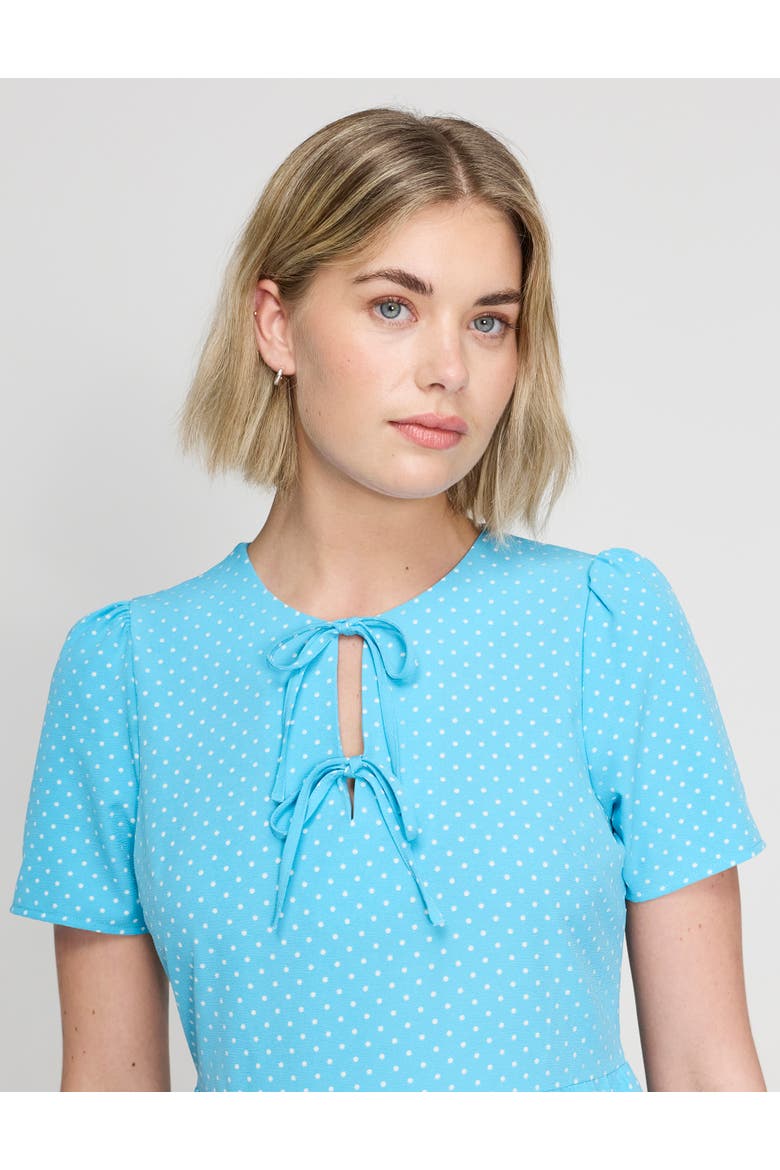 Lola Tie Front Tiered Short Dress, Alternate, color, Blue Spot