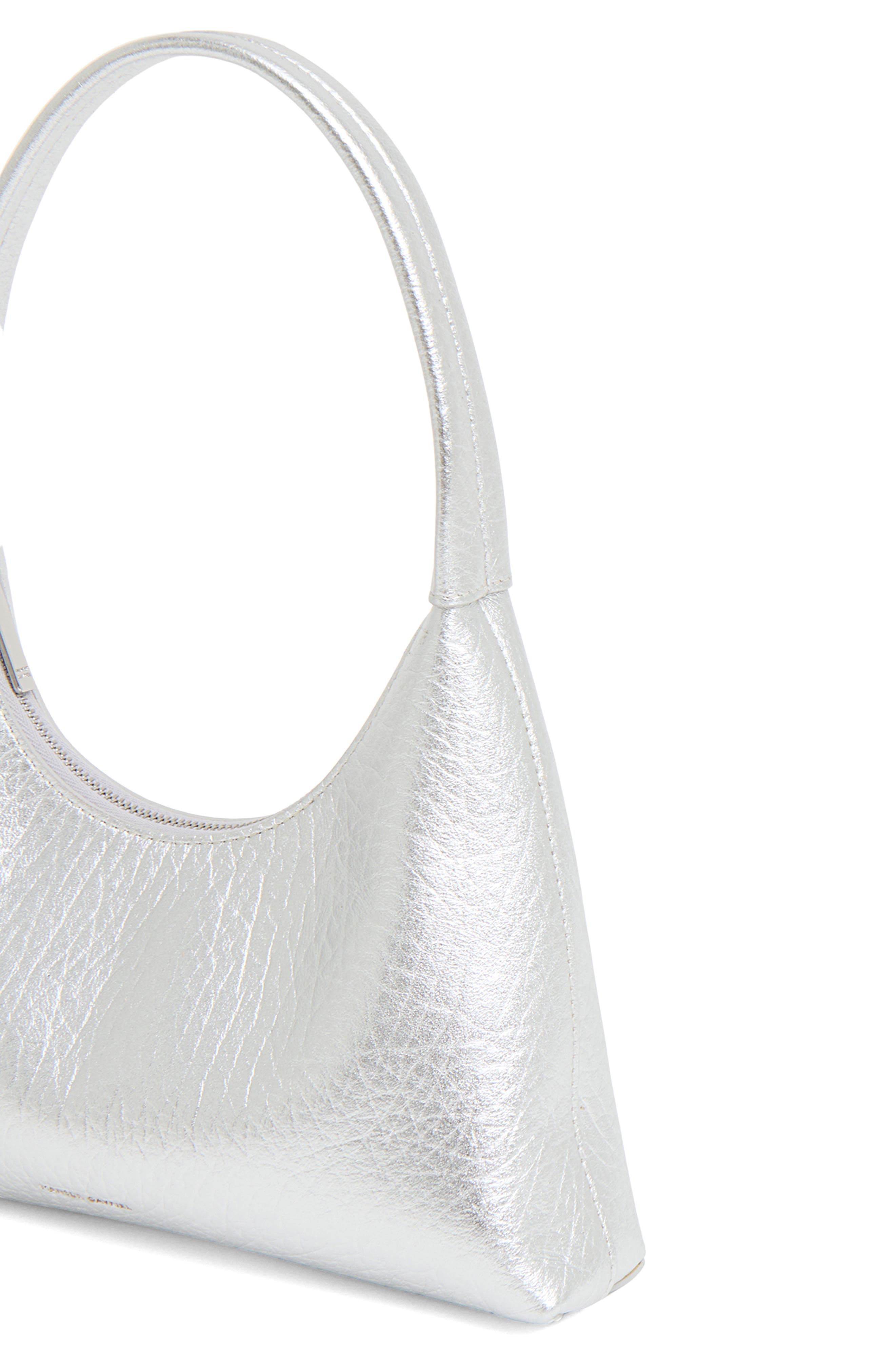 Mansur Gavriel Mini Candy Metallic Leather Shoulder Bag, Alternate, color, Silver
