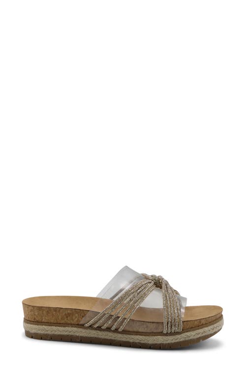 Adrienne Vittadini Proove Embellished Slide Sandal In Clear Gold