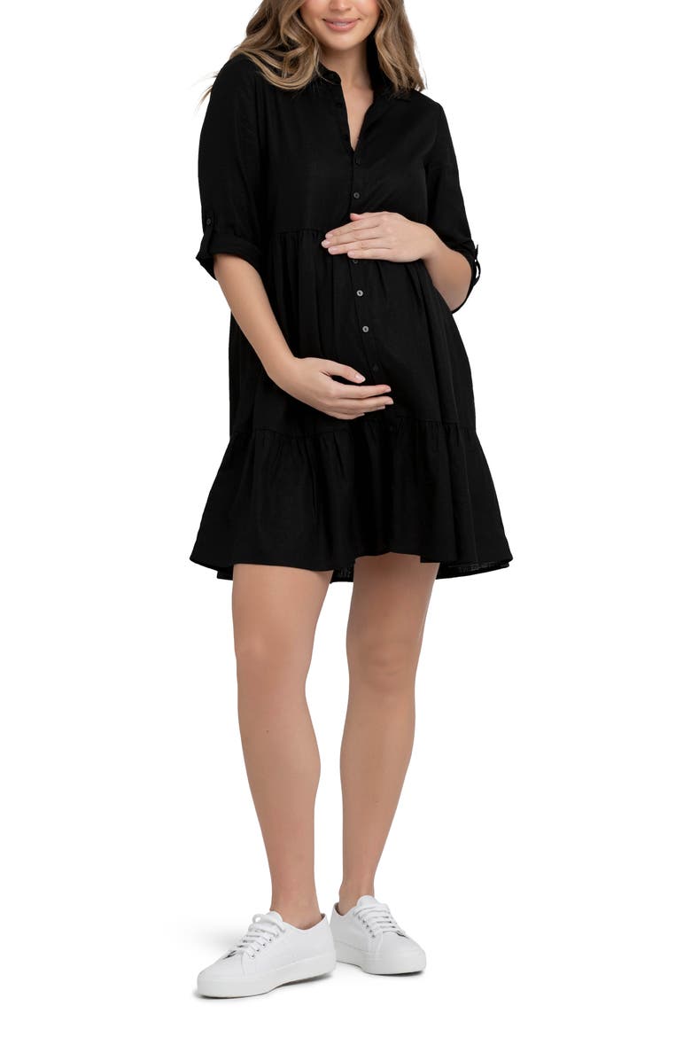 Adel Linen Dress, Main, color, BLACK