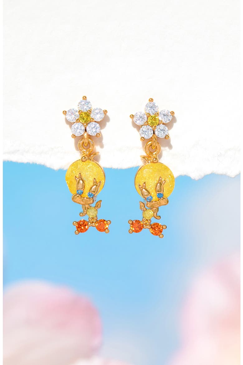 Tweety Bird Drop Earrings, Alternate, color, GOLD