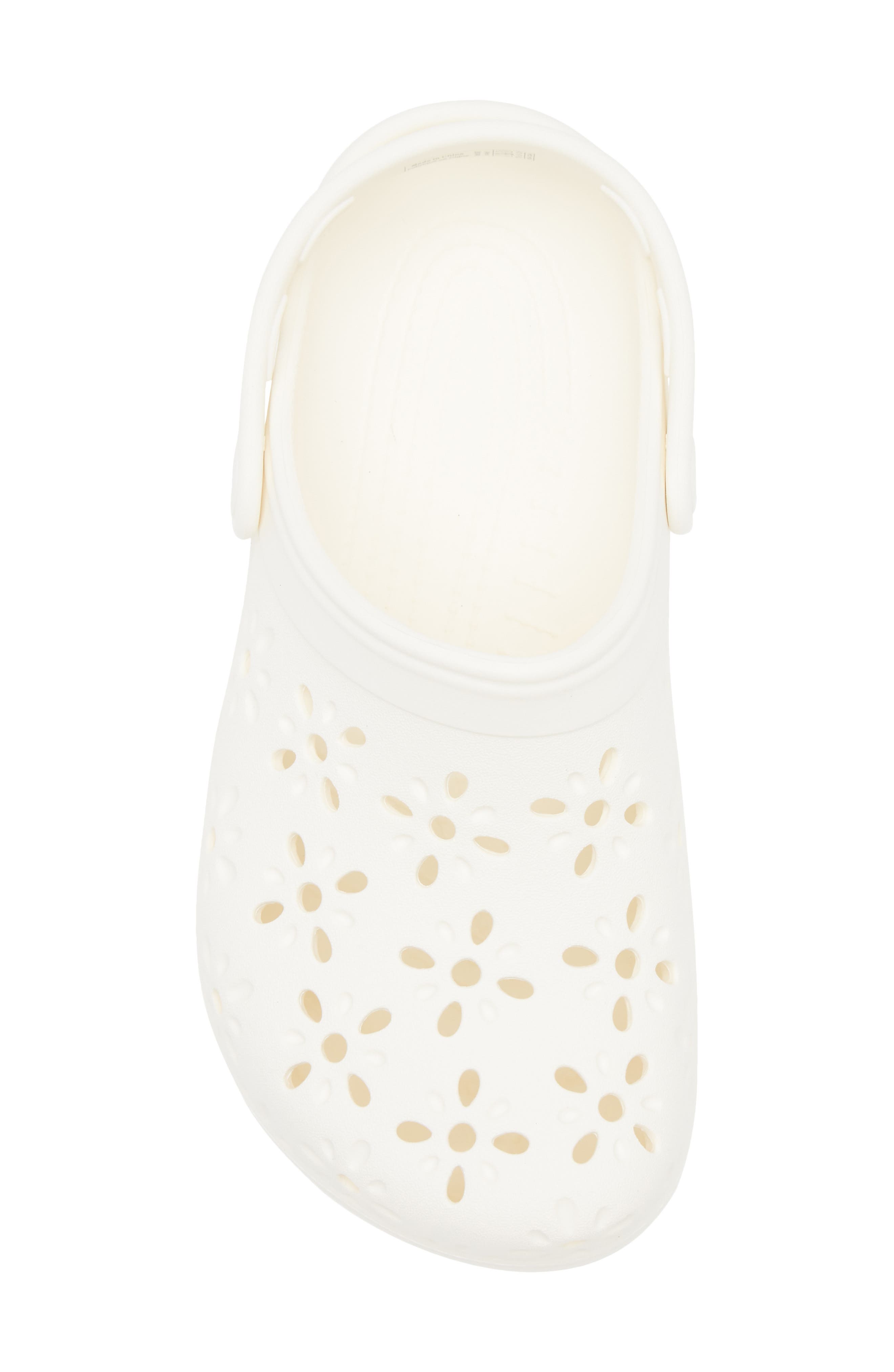 CROCS Classic Floral Cutout Clog, Alternate, color, Chalk