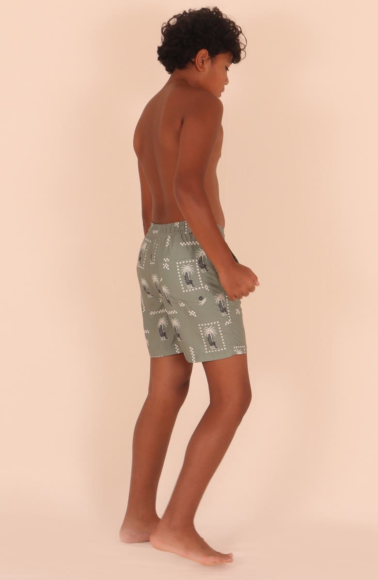 TINY TRIBE Kids' Tiger Island UPF 50+ Swim Trunks, Alternate, color, Olive