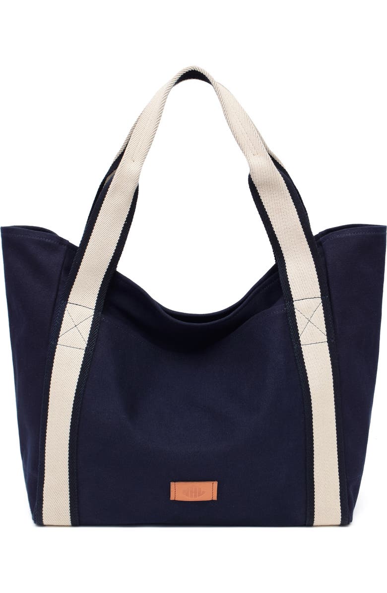 New Amsterdam Leatherworks Large Liliana Canvas Tote, Main, color, Midnight/ Ivory