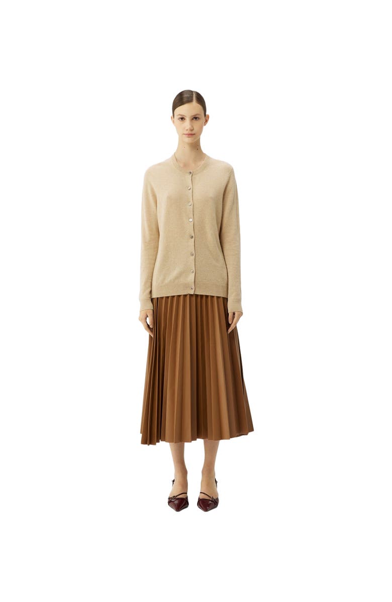 GOBI Mongolian Cashmere Essential Cashmere Crewneck Cardigan, Alternate, color, Beige