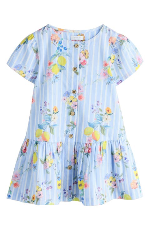 Kids' Floral Stripe Cotton Button-Up Dress (Baby, Toddler & Little Kid)