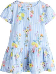NEXT Kids' Floral Stripe Cotton Button-Up Dress