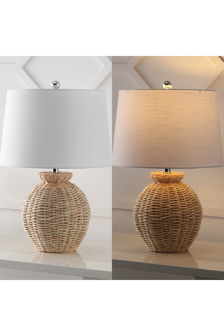 Nora 22" Rustic Coastal Rattan Globe LED Table Lamps, Brown, Alternate, color, Brown
