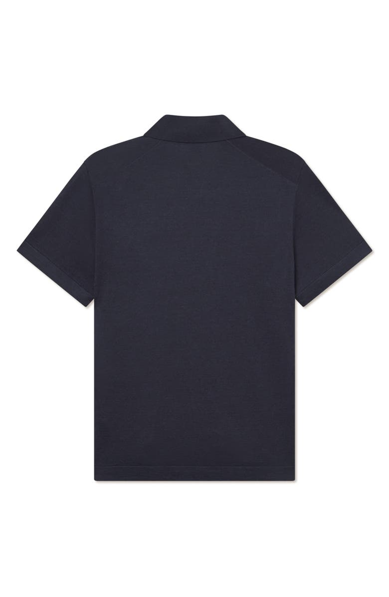 Les Deux Emmanuel Linen & Cotton Johnny Collar Polo, Alternate, color, Dark Navy