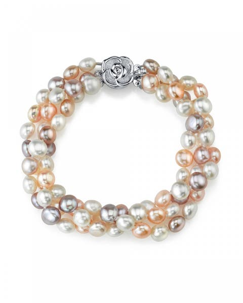 Freshwater Pearl Triple Pearl Bracelet 5-6mm