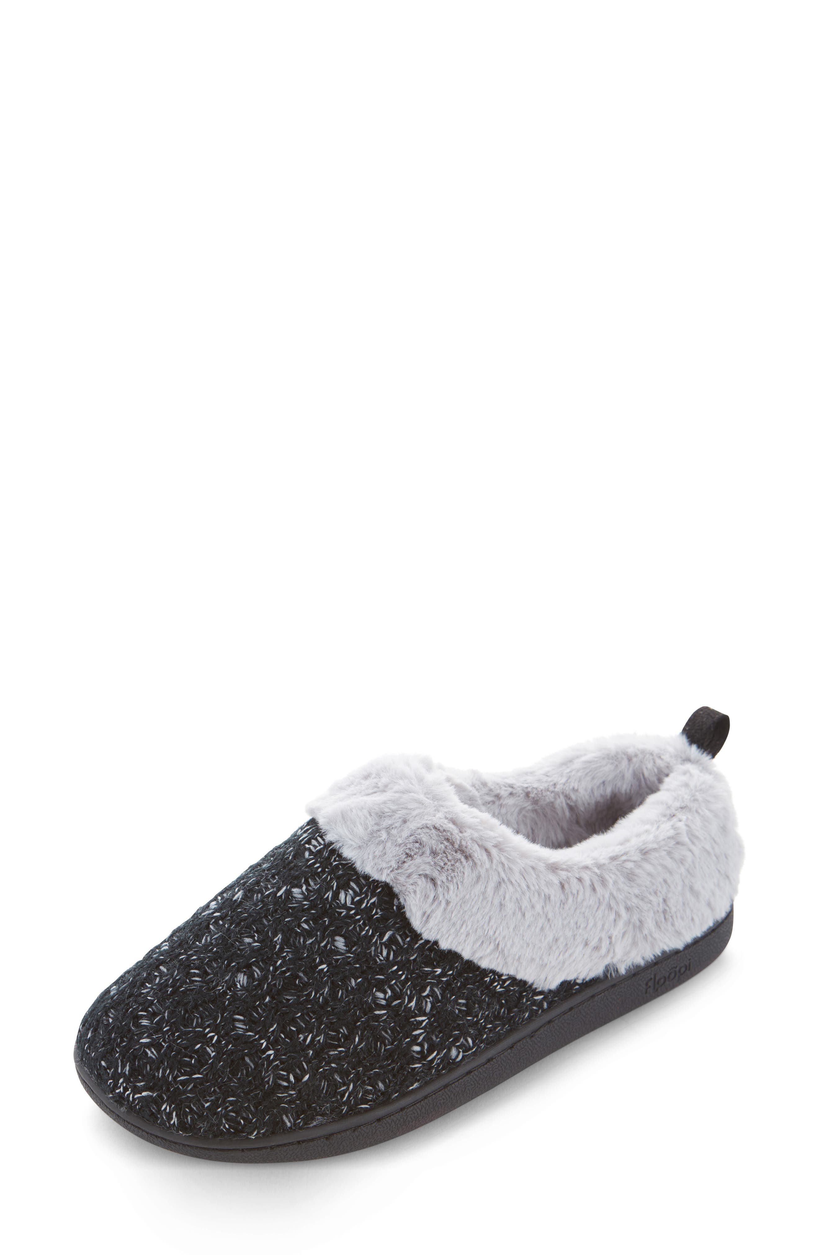 FLOOPI Knit Faux Fur Lined Slipper, Main, color, 