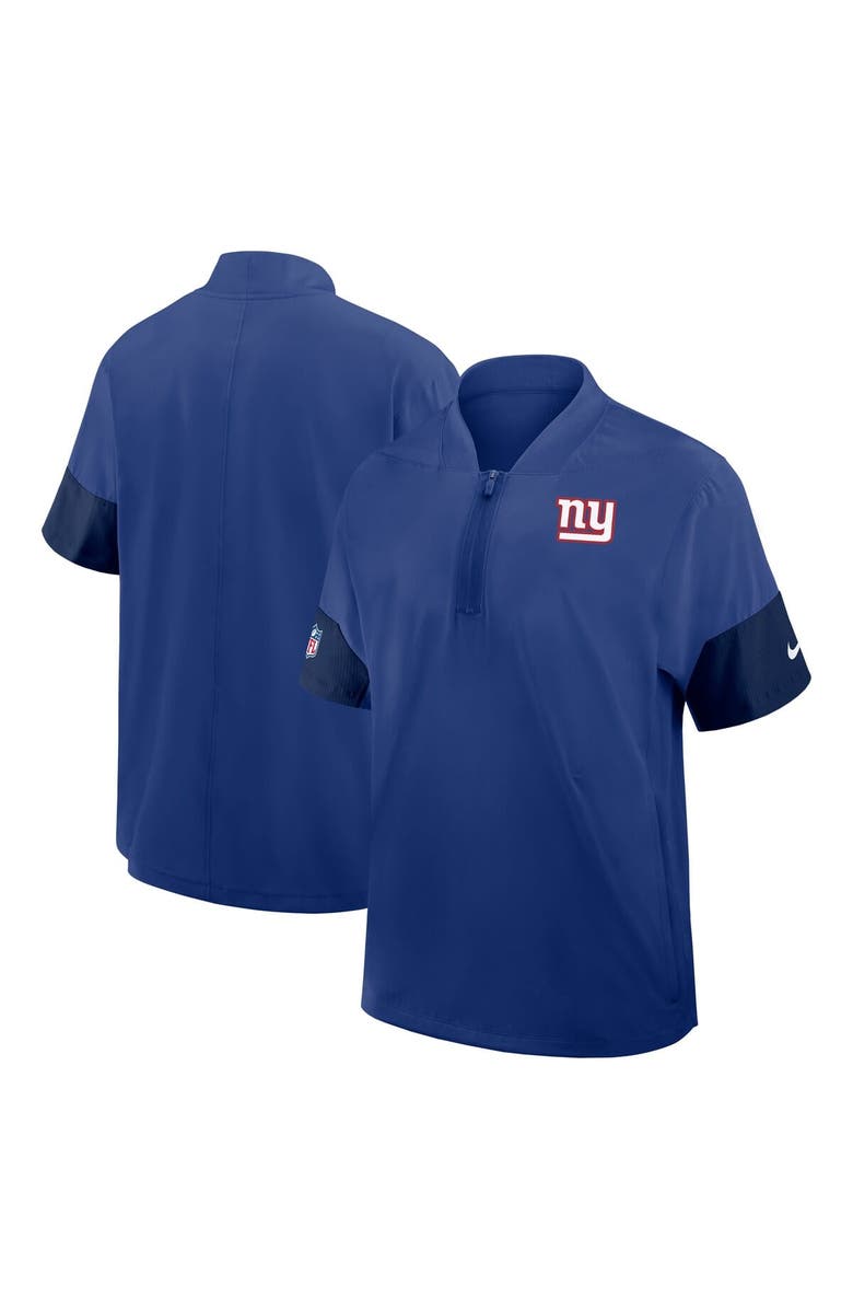 Nike Men's Nike Royal New York Giants Sideline Short Sleeve Quarter-Zip Coach Jacket, Alternate, color, Royal
