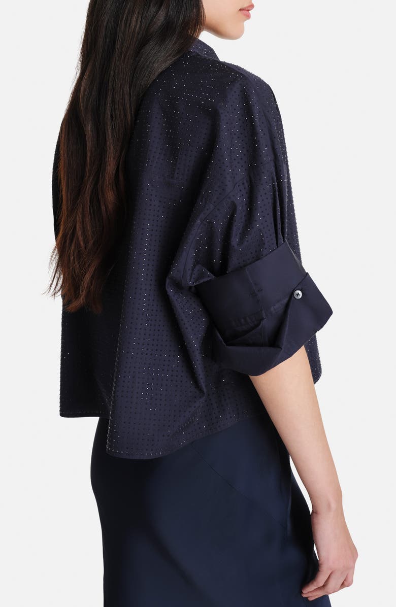 TWP Next Ex with Crystals Cotton Button-Up Shirt, Alternate, color, Midnight