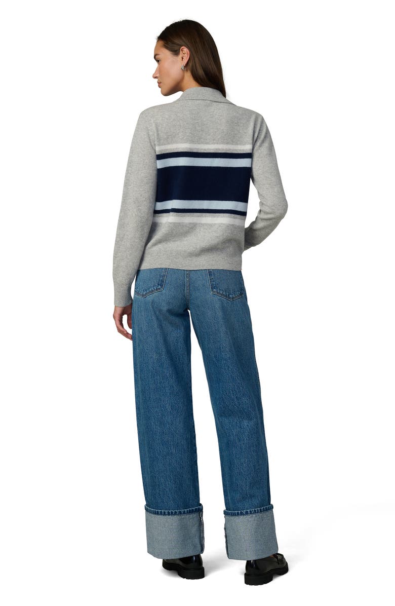 Joe's Stripe Cashmere Polo Sweater, Alternate, color, Heather Grey