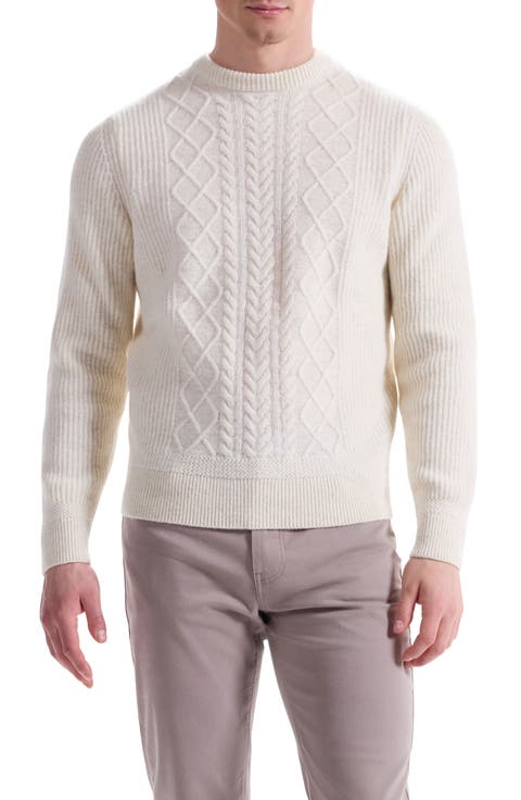 Cable Stitch Crewneck Wool Blend Sweater