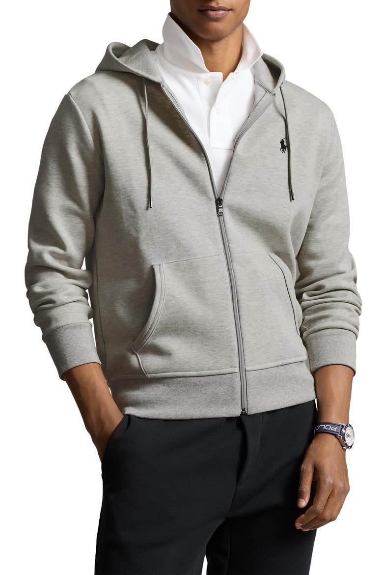 Double Knit Zip-Up Hoodie, Main, color, LIGHT SPORT HEATHER