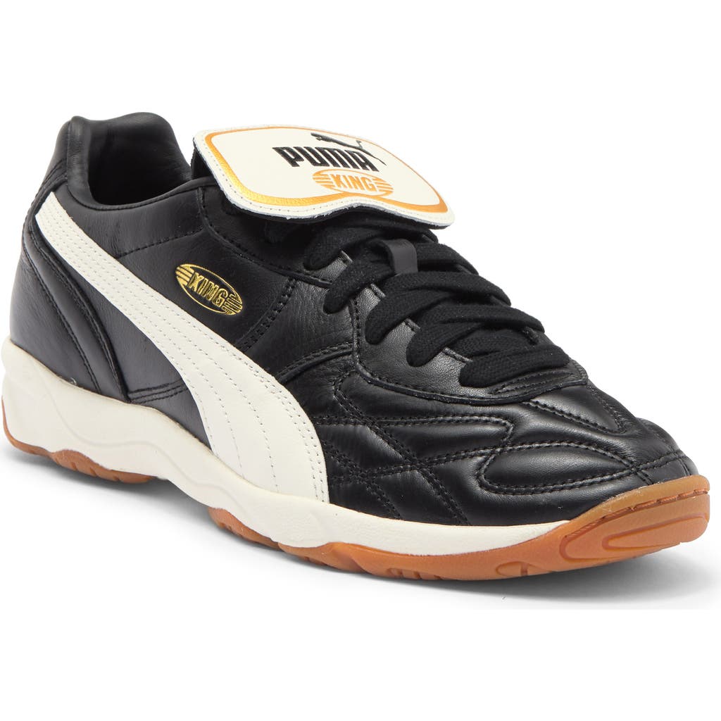 Puma 'king' Black Sneakers With Formstrip Logo Detail On The Side And Logo Patch On The Tongue In Black-warm White
