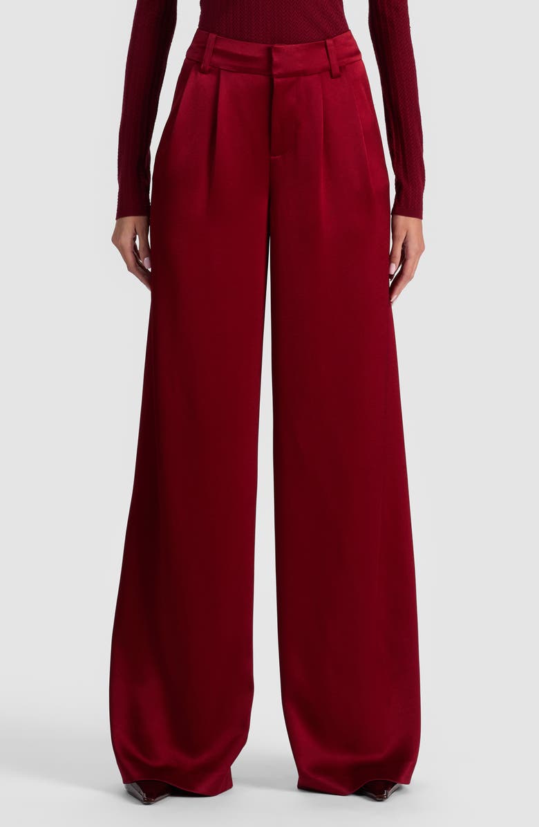 Alice + Olivia Kennedy Double Pleat Pants, Main, color, Oxblood