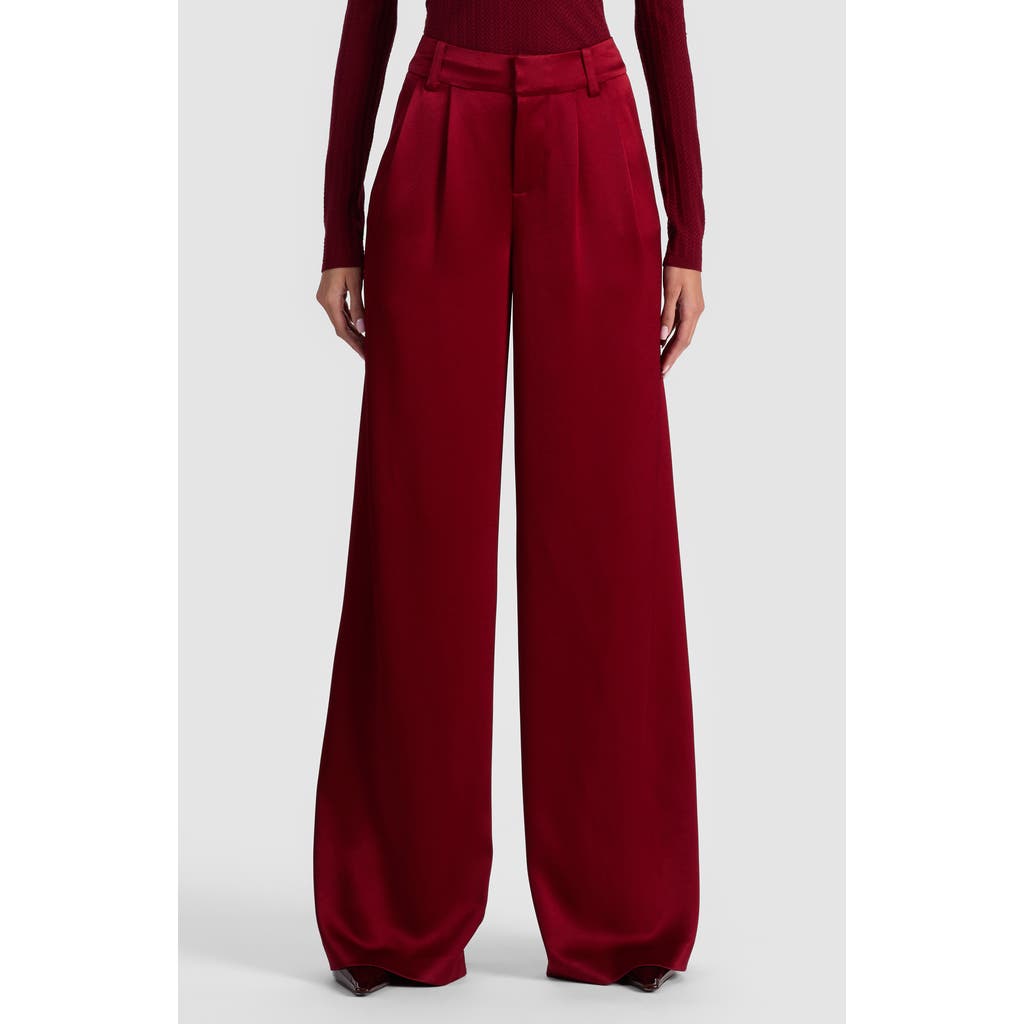 Alice And Olivia Alice + Olivia Kennedy Double Pleat Pants In Burgundy