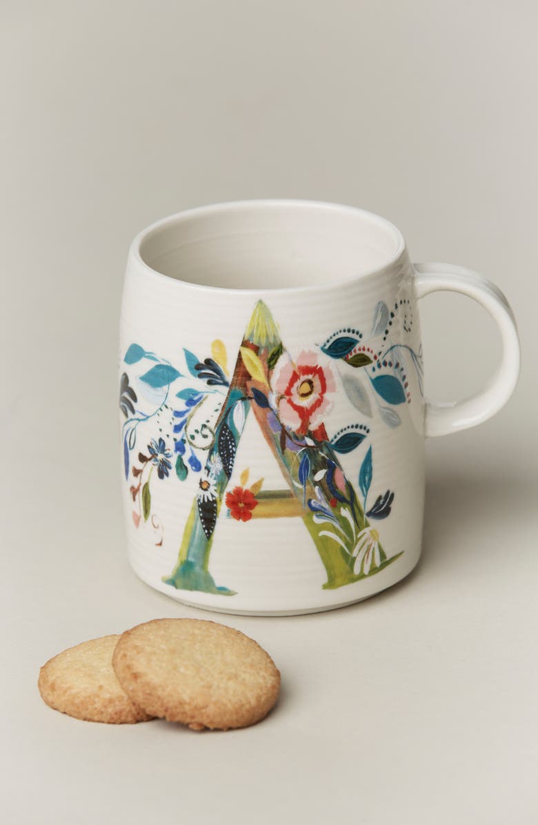 Anthropologie Home Anthropologie Petal Palette Monogram Mug, Main, color, 