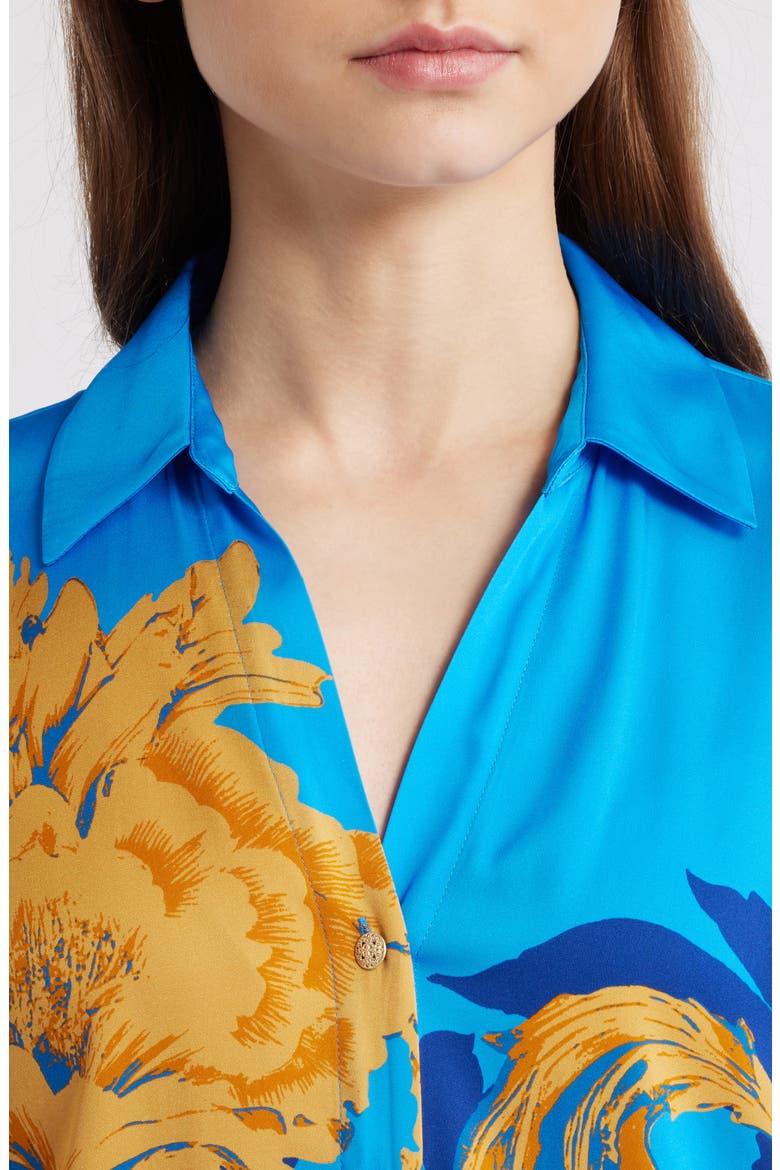 The Madeline Placed Floral Stretch Silk Button-Up Shirt, Alternate, color, RIBBON SCROLL PRINT