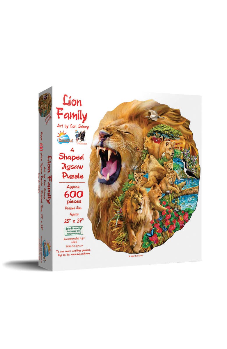 Sunsout Lion Family 600 piece Jigsaw Puzzle for Adults Special Shape, Main, color, Multicolor