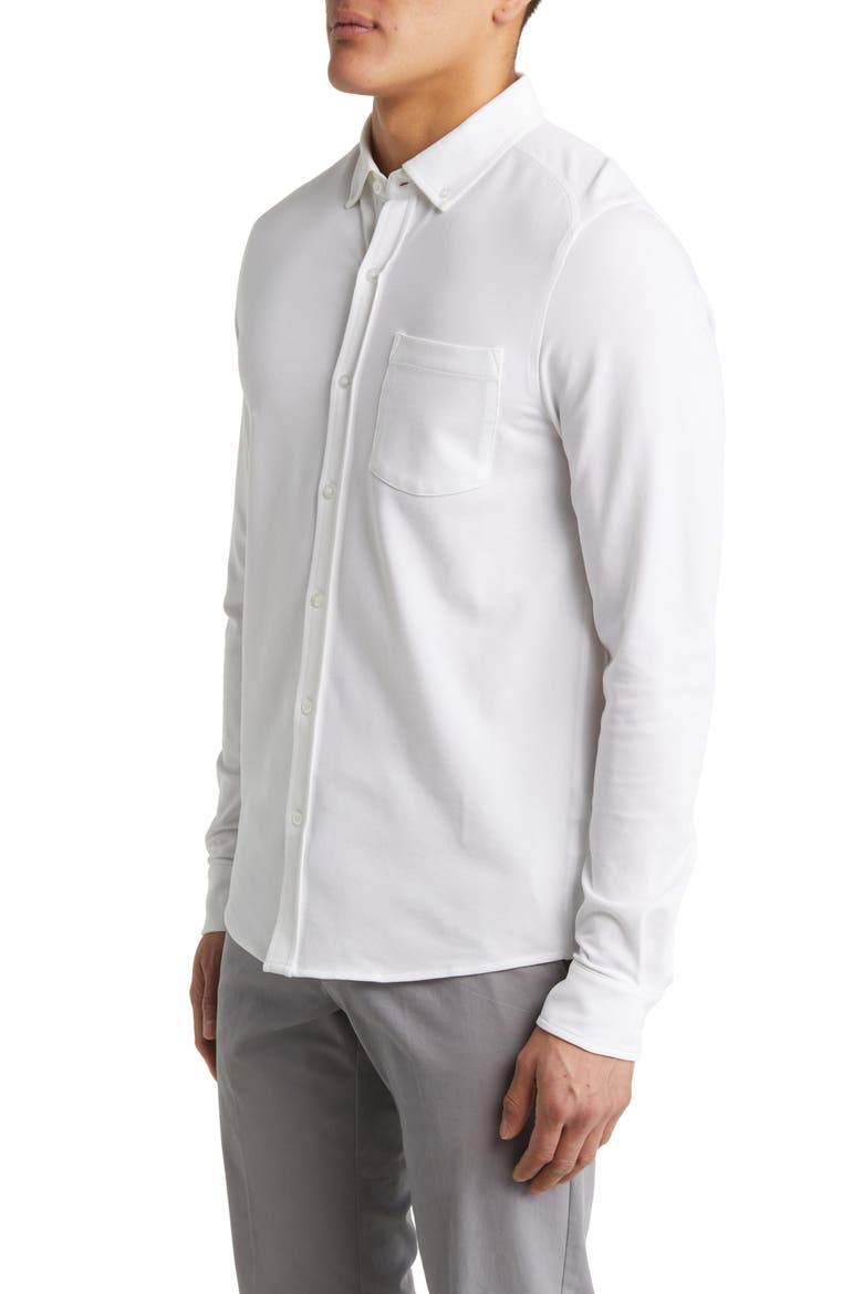 Reach Button-Down Piqué Knit Shirt, Alternate, color, WHITE