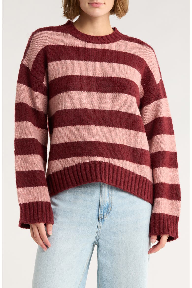 Mossy Stripe Sweater, Main, color, OXBLOOD COMBO
