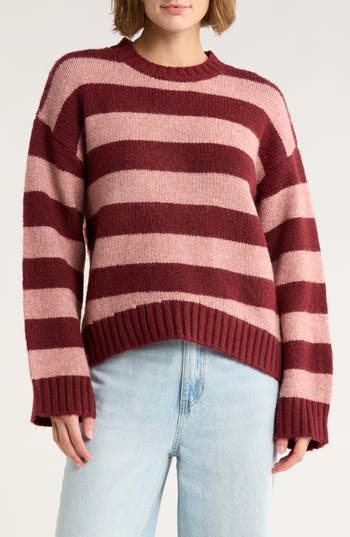 Vigoss Mossy Stripe Sweater In Red