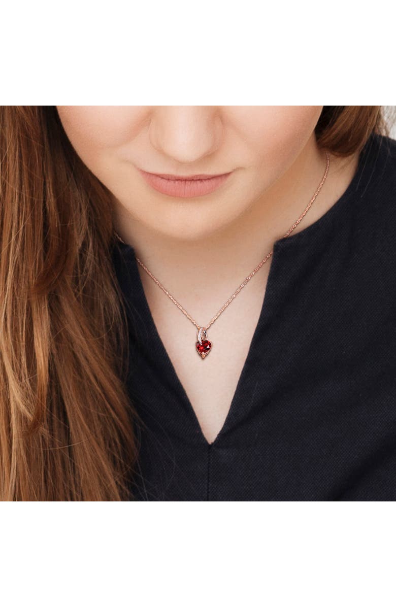 Julianna B. Gemstone & Diamond Swirl Heart Necklace 10K, Alternate, color, Garnet