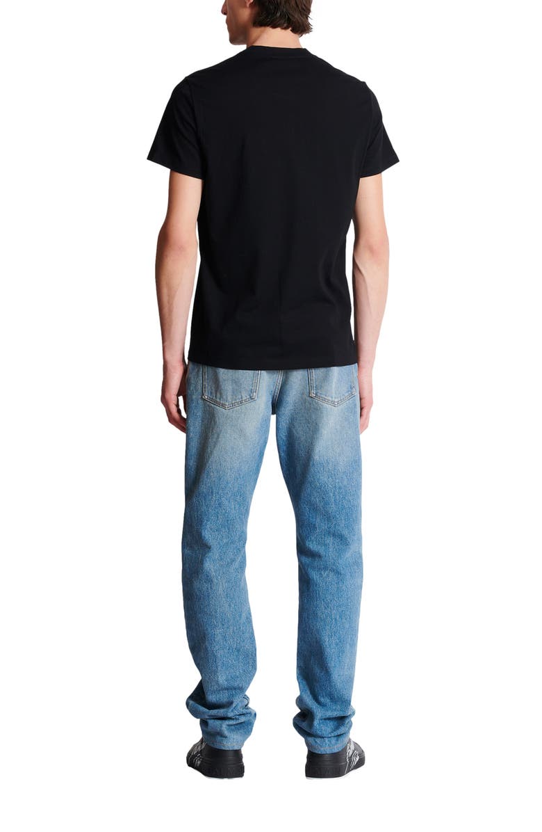 Balmain T-Shirt With Vintage Gel Balmain Logo, Alternate, color, Gold