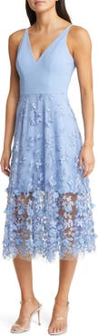 Dress the Population Darleen V-Neck Embroidered Mesh Cocktail Dress