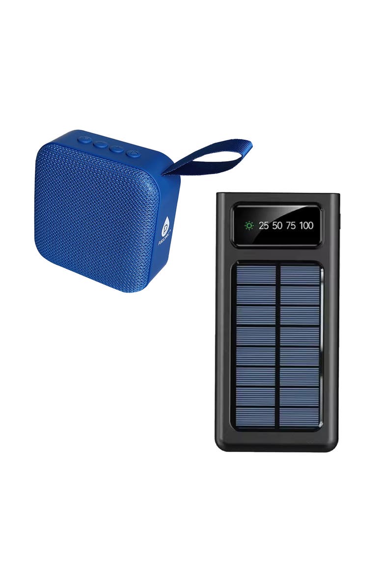 Adventure Power & Sound Bundle - Portable Solar Power Bank + 360° Wireless Speaker, Main, color, Black