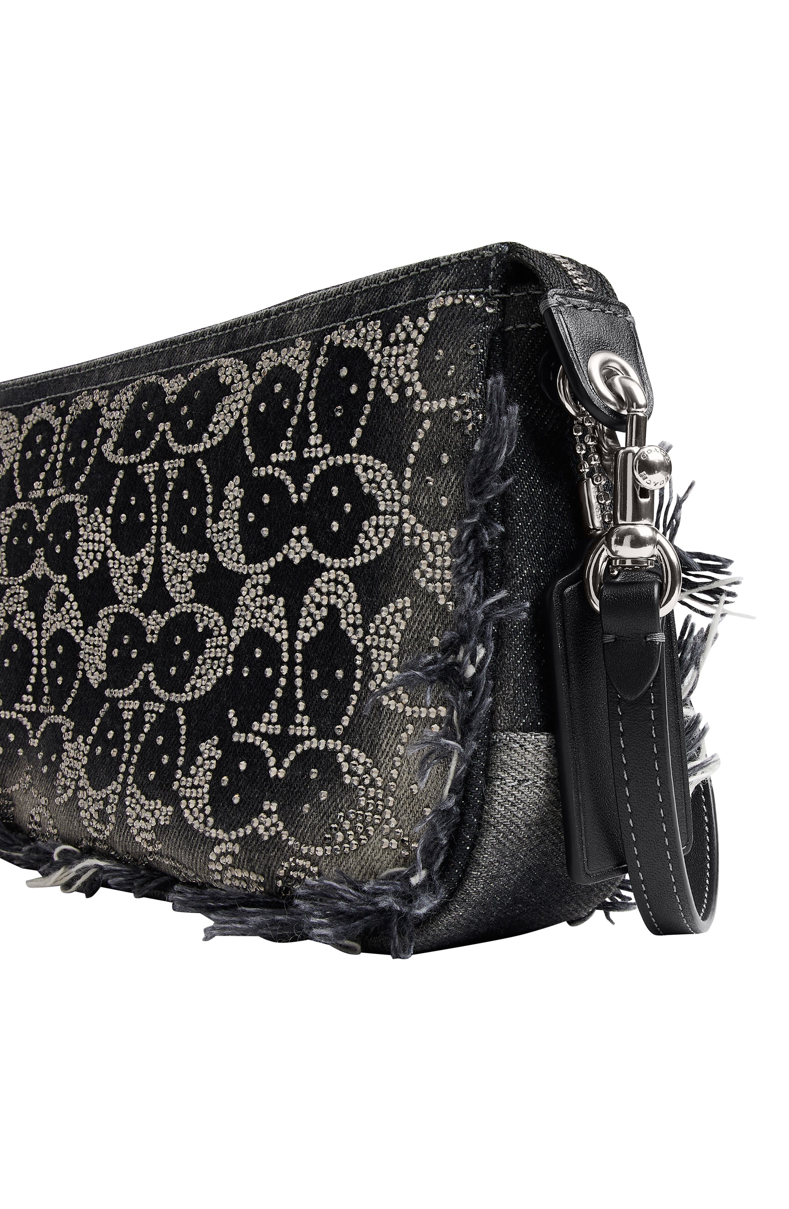Loved Crystal Signature Denim Plaza Bag, Alternate, color, LH/ BLACK