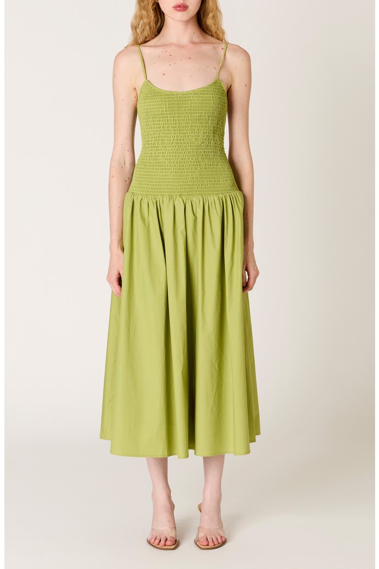 Granada Open Back Cotton Midi Sundress, Main, color, TERRAGON