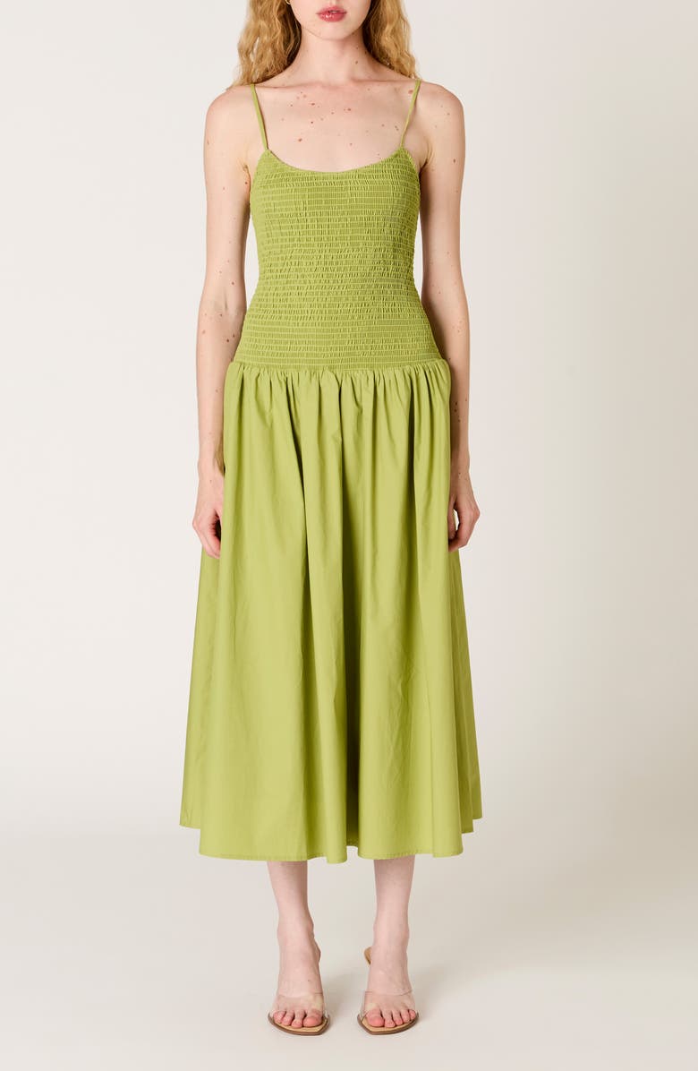 Nia Granada Open Back Cotton Midi Sundress, Main, color, Terragon