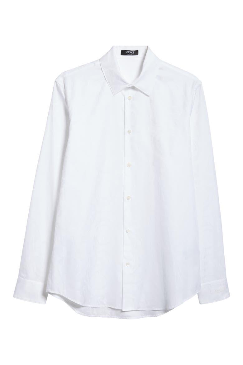 Barocco Jacquard Button-Up Shirt, Alternate, color, OPTICAL WHITE