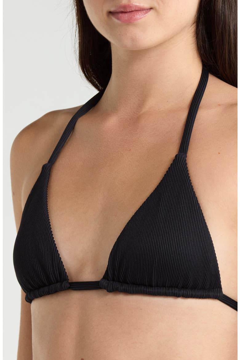 Slider Triangle Bikini Top, Alternate, color, PITCH BLACK