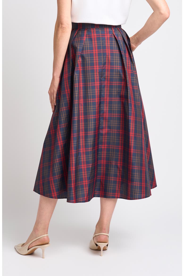 Guinevere Pleated Plaid Midi Skirt, Alternate, color, INDIGO NIGHT