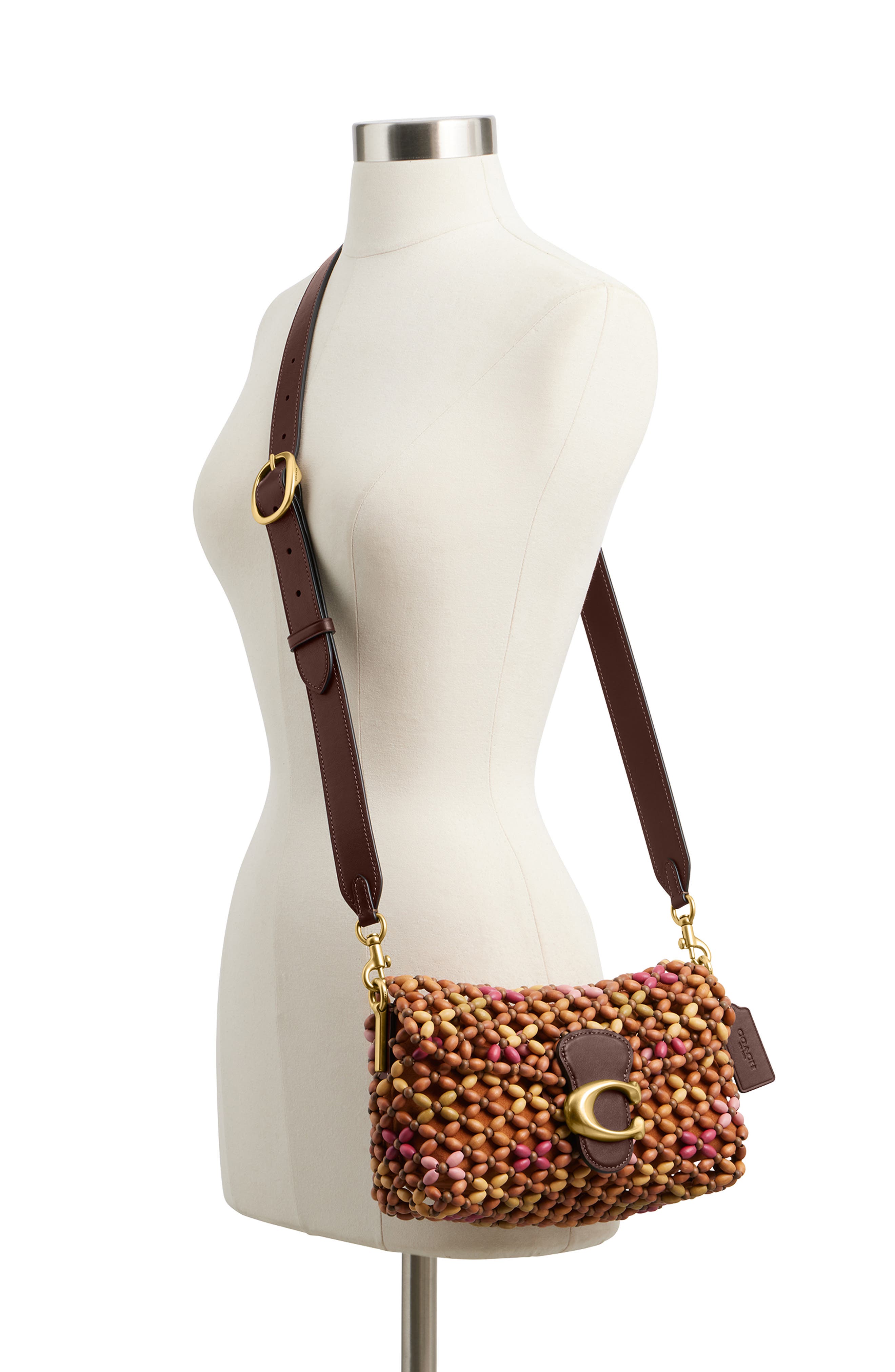 COACH Tabby 26 Wooden Bead Shoulder Bag, Alternate, color, Maple Multi