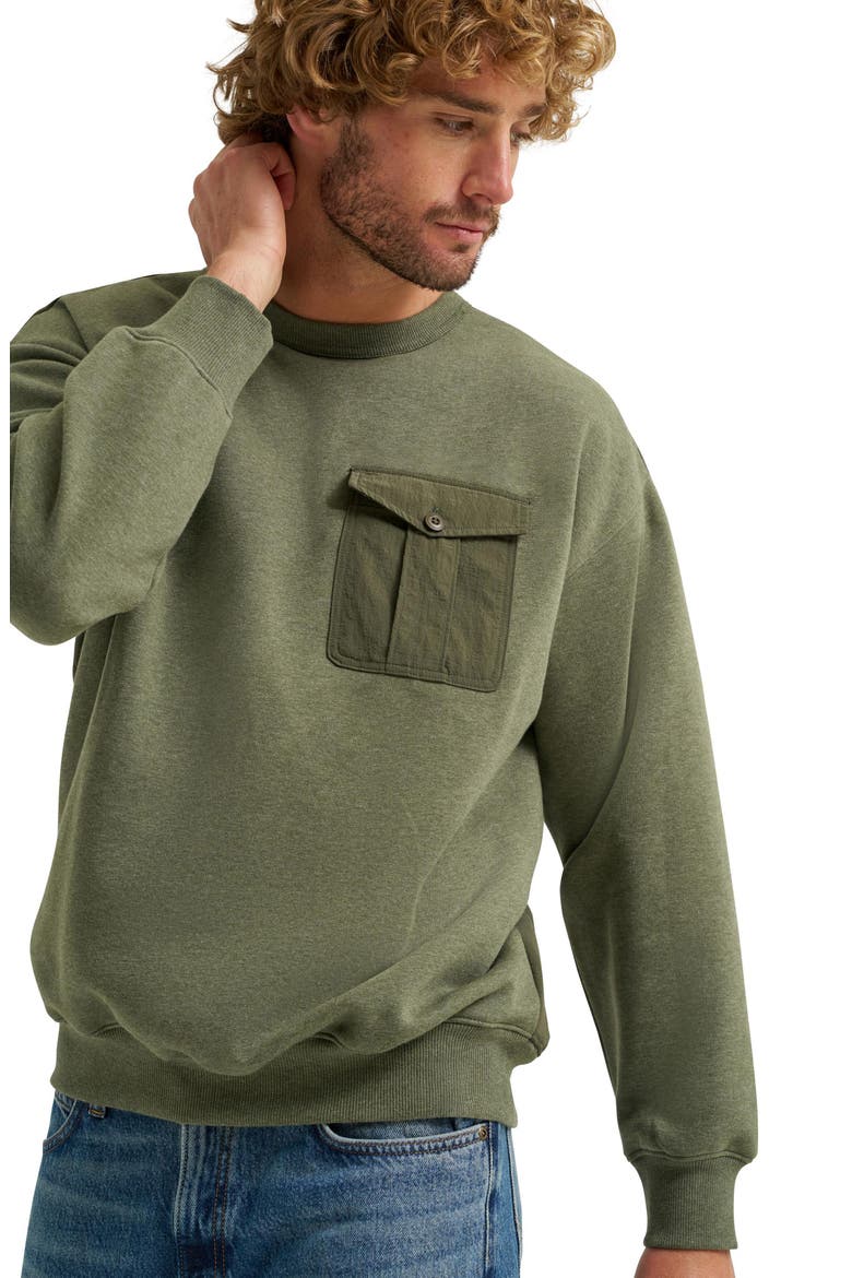 Chest Pocket Crewneck Sweatshirt, Alternate, color, OAK MOSS