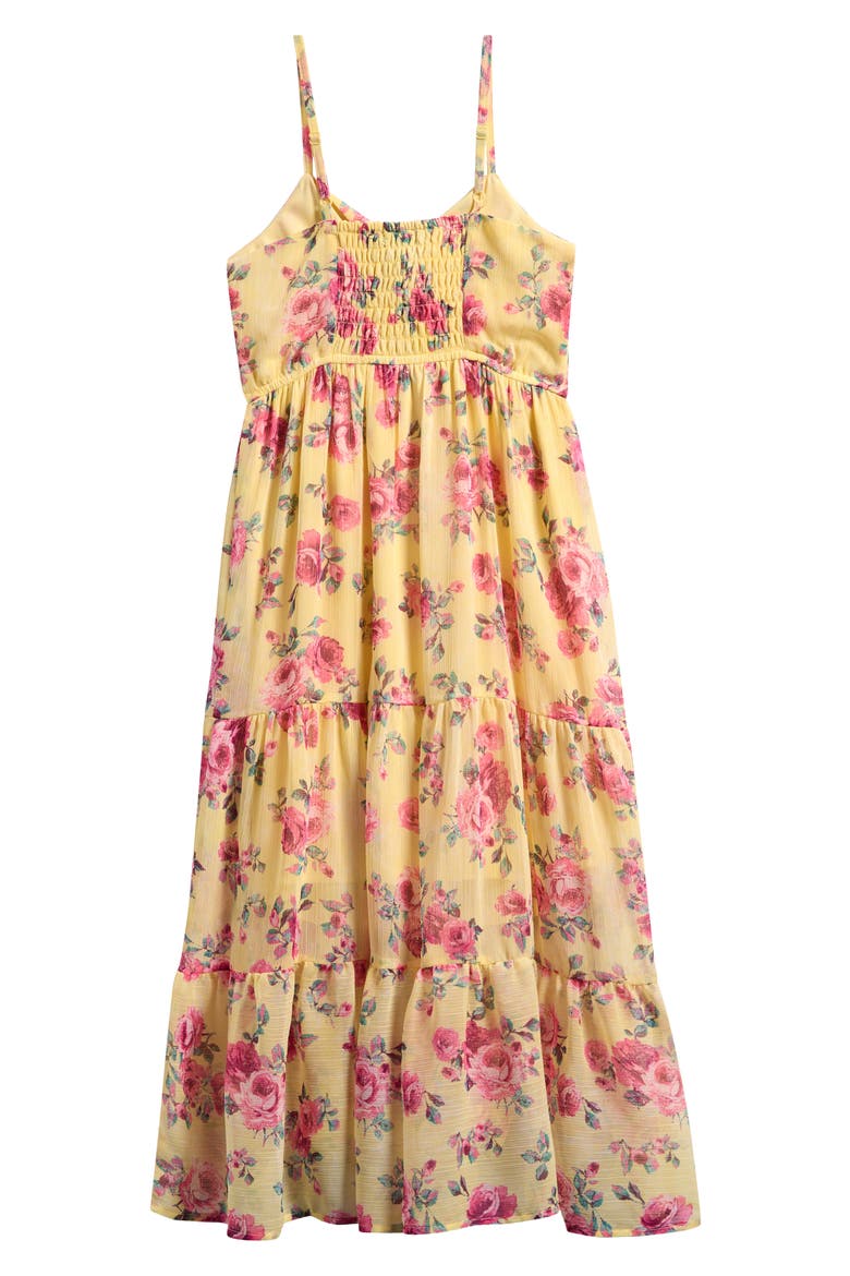 Kids' Twist Front Floral Maxi Dress, Alternate, color, YELLOW