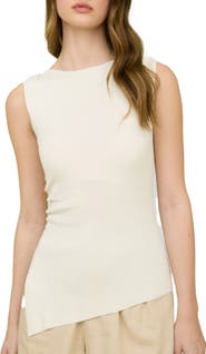 Blu Pepper Asymmetric Gathered Knit Tank Top