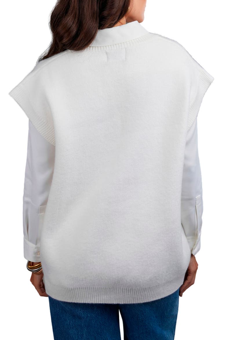 Cotton Sweater Vest, Alternate, color, WHITE