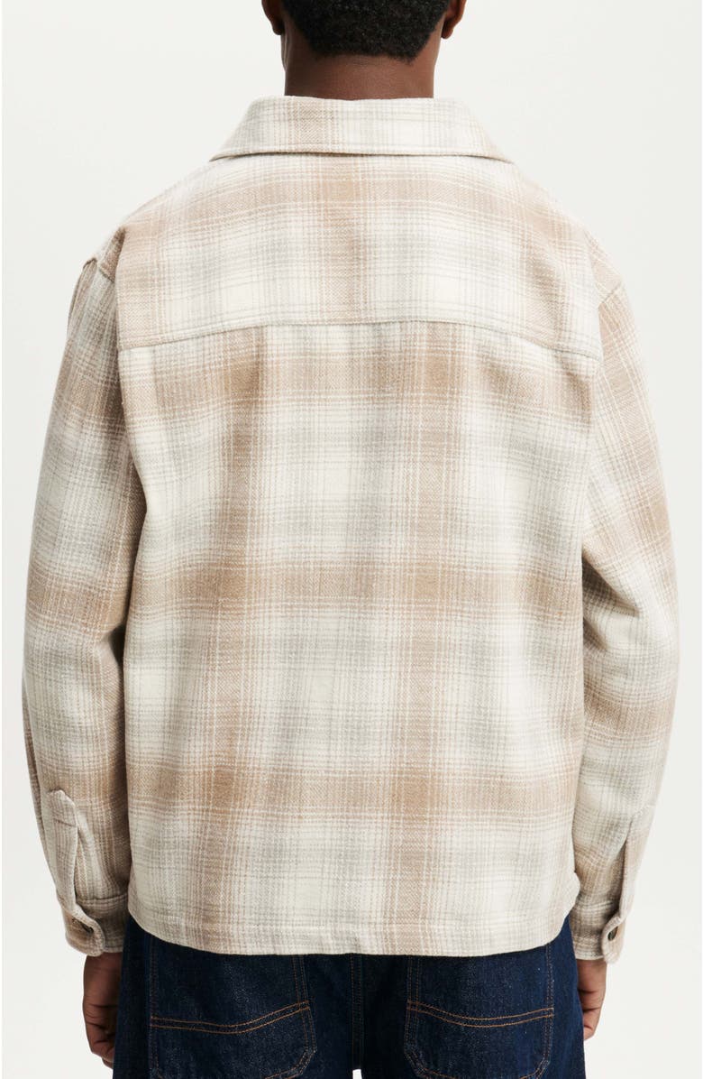 Cotton On Men's Boxy Overshirt, Alternate, color, Stone Shadow Check