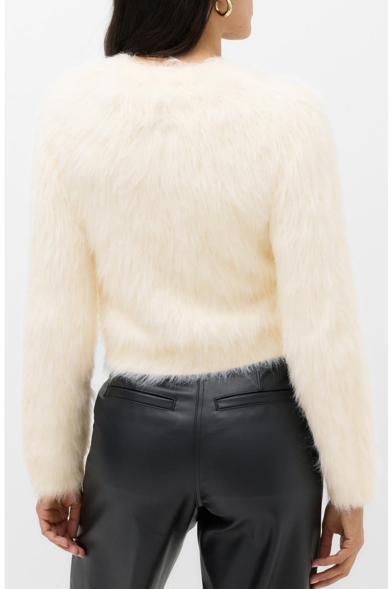 Hairy Faux Fur Cardigan, Alternate, color, LIGHT BEIGE