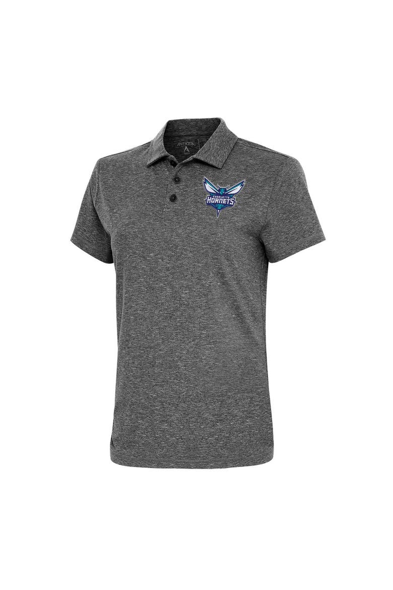 Women's Antigua  Heather Black Charlotte Hornets Motivated Polo, Main, color, Heather Black