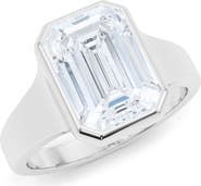 HauteCarat Emerald Cut Cigar Lab Created Diamond Ring