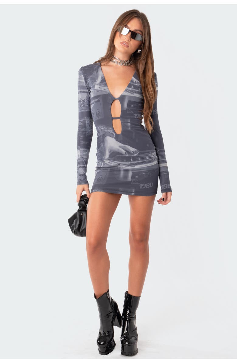 EDIKTED Long Sleeve Body-Con Dress, Alternate, color, 