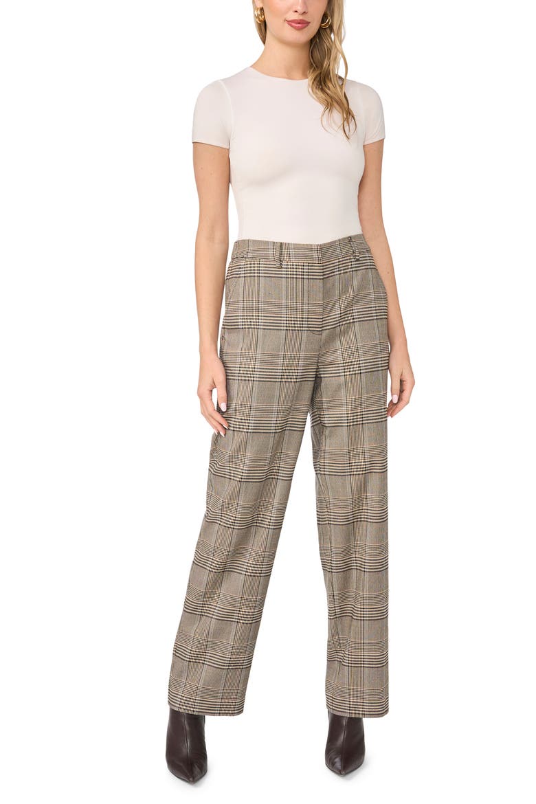 Plaid Straight Leg Pants, Alternate, color, RICH BLACK/ BEIGE